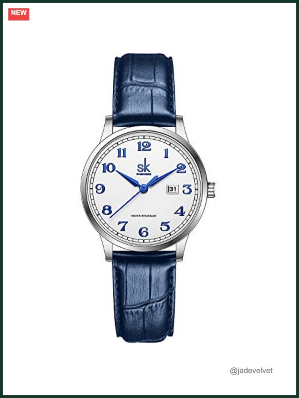 Easy Read Watch with Genuine Leather Band Ladies Calendar Watch